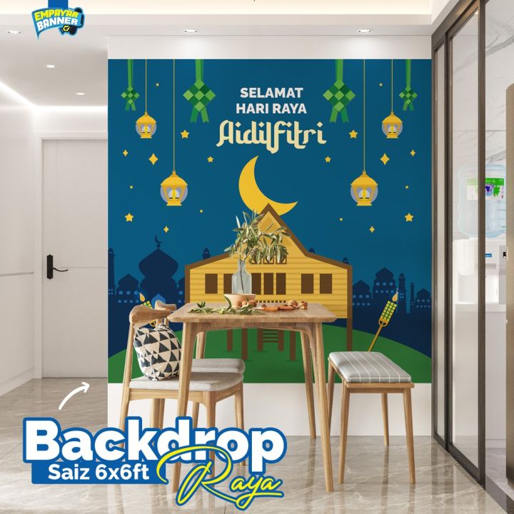 Banner Decoration / Backdrop Hari Raya Aidilfitri / Rumah Terbuka | Lazada