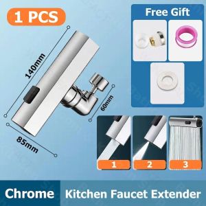 Faucet Extender Kepala Paip ABS F22/M24 720° Rotation 3-Mode Waterfall for Kitchen Bathroom