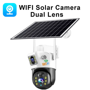 Solar CCTV 2 Lens V380 Pro 4G SlM Card Outdoor With WiFi Camera Wireless 10X Zoom Human Detection Waterproof Night Vision 360° Remote Surveillance Camera With Alarm