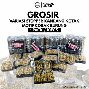 GROSIR Variasi stoper sangkar burung kotak bahan karet MOTIF BURUNG isi 10 pcs