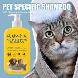 Pet Dog Cat Natural Shampoo 300ML Antibacterial Shower Gel for Cat and Dog Beauty Hair Pet Grooming Sabun Syampu Kucing Pet Skin Problem Multifunctions Shampoo Nano Sulphur Skin sensitive Ubat Kurap Shampu
