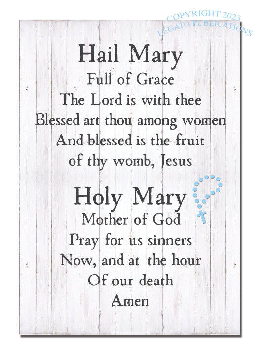 Hail Mary Prayer Bible Verse Wood Wall Decor Home Decor Prayer Rustic ...