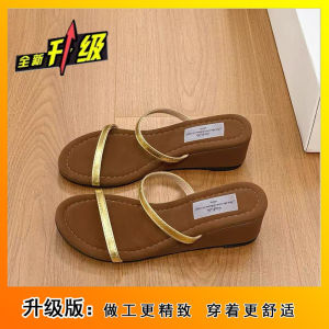 Free Shipping Stylish And Sophisticated High-Heeled Roman Sandals Wedge-Heeled Flip-Flops WomenS Summer Outdoor Wear New Style
