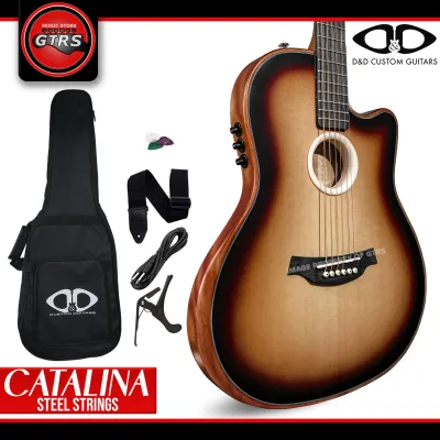 Catalina Custom Steel String Acoustic Guitar with Belcat Pickup and Full Set Accessories