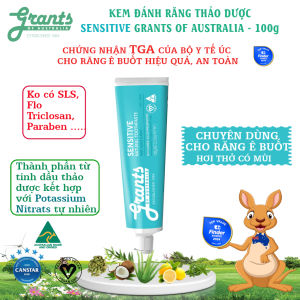 Kem đánh răng chống ê buốt thảo dược Sensitive Grants 110g. Ngừa ê buốt hôi miệng Viêm nướu...