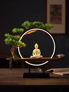 Sakyamuni Buddha Statue Large Buddhist statue Tathagata Buddha Figure Buddha Led ring light bespoke Living Room Incense Porch