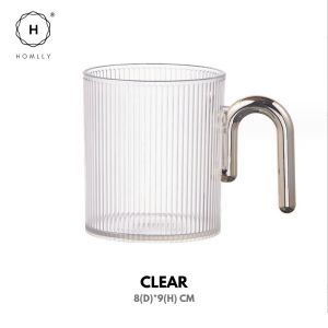 Homlly Lines PP Drinking Cup Mug with Comfortable Handle (400ml)