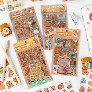Giorgione schoolsupplies stickers 6 Pcs/Bag Creative Capybara Hand Ledger Stickers Cartoon Animal Cute Capybara Sticker Bag Stationery Toy Aesthetic Scrapbooking DIY Material Childrens