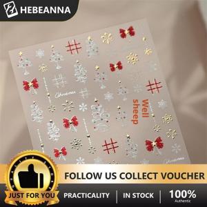 hebeanna Cute Christmas Style White Christmas Tree Snowflake Nail Art Stickers Red Bow Nail Art Print Embossed Sticker Festive Nail Decor