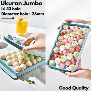Cetakan Es Batu Bulat 33 Lubang Diameter Kecil - Round Ice Cube Tray - Cetakan Agar Cetakan Esbatu Cetakan Jelly Ball Agar Agar Bulat