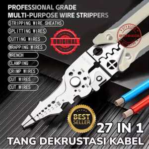 PROMO 27 IN 1Tang Dekrustasi Kabel Pengupas Kawat Multi Alat Tang Alat Perbaikan Kawat Multifungsi Pemotong Pengupas Kabel Listrik Ire Stripper