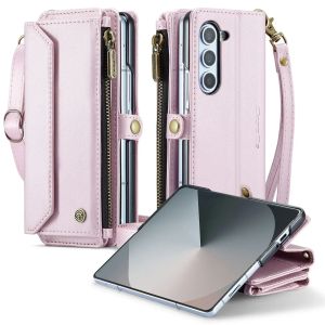 Crossbody Leather Wallet Case Stand Phone Cover For Samsung Z Fold 7 6 5 4 3 Shockproof Magsafe Flip Case With Lanyard Wristband2026