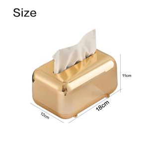 Luxurious Elegant Metallic Gold Silver Tissue Box Tabletop Napkin Holder