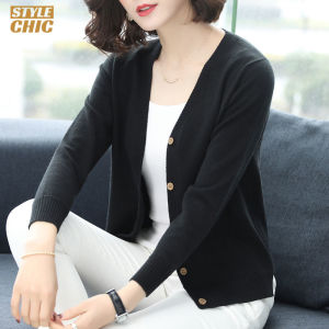 Loose V-neck Cardigan Coat Short Knitted Sweater Cardigan Jackets