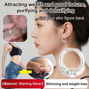 ✨Attract Wealth✨Good Fortune Comes With Silver Earrings Silver Lucky Charm Earrings Shaped Rotating Hoop Earrings Elegant Niche Design Earrings