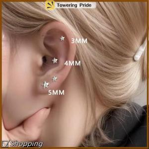 [Towering Pride] 316L Stainless Steel Helix Star Earrings Women 1pc Trend Zircon Lobe Rook Cartilage Ear Jewelry Body Accessories