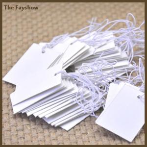 [The Fayshow] 100pcs giấy trắng đồ trang sức quần áo nhãn giá thẻ với chuỗi đàn hồi 5*3cm