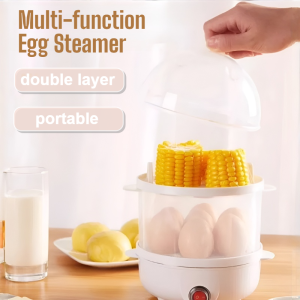 Multi-functional Double Layer Egg Steamer Auto Power-Off  Hot Milk Corn Portable Energy-saving Electric Steamer