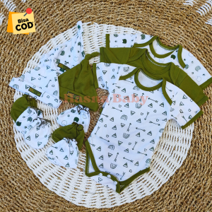 12Pcs Paket Lahiran SNI Jumper Bayi Baru Lahir SNI Topi set Sartaki Paket Lahiran Jumper Baby Gift Set Baby Newborn Seri Hijau Olive- Juragan Lebak