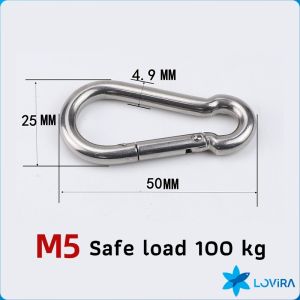 LoviRa Snap Hook 304 Stainless Steel Carabiner metal Hook Spring Outdoors Sport Clip M5 M6