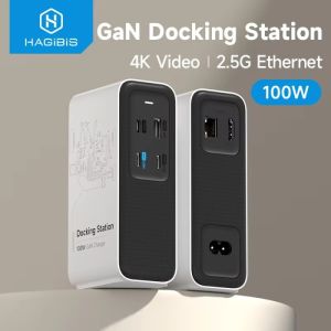 Hagibis 100W GaN Docking Station for Switch ROG Ally Steam Fast Charger 4K Monitor 2.5G Ethernet for Thunderbolt 4/3 Macbook Pro