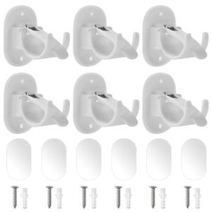 6Pcs No Drilling Adhesive Hanging Rod Brackets ABS Shower Curtain Rod Holders Hangers For Kitchen Bedroom Office