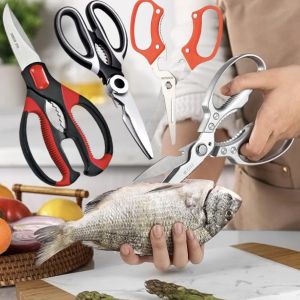 Japan stainless steel scissors for kitchen set multifunctional scissors heavy duty big sharp scissors for food stainless steel scissor gunting knife chicken bone scissor chicken bone tools fish scale remover peeler for vegetable bone cutting scissors
