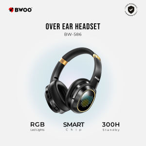 BWOO BW-586 Folding Wireless Headphones Noise Cancelling BT V5.4 RGB Light