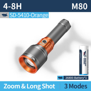 ไฟฉายสว่างมากไฟฉาย LED ฉลามยิ้ม10000LM M80 3โหมด26800 Type-C แบบชาร์จไฟได้กลางแจ้งกันน้ำปีนเขาเดินป่าในครัวเรือน SD5410