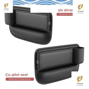 (SG stock) 2pcs Car Seat Gap Filler Water Cup Holder Leather Universal Crevice Side Storage Box Driver Front Auto Seat Gap Filler Organizer