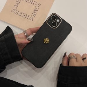 CrashStar Fashion Vintage Camellia Flower Rough Anti-slip Shockproof Phone Case For iPhone 15 14 Pro Max Plus 13 12 11 Pro Max Silicone Skin-friendly Phone Casing Cover With Full Cover Lens Camera Protection