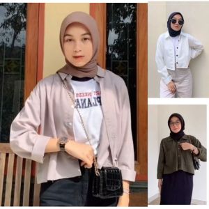 Kemeja Oversize Olivia Linen: Atasan Wanita Lengan Panjang Bisa COD