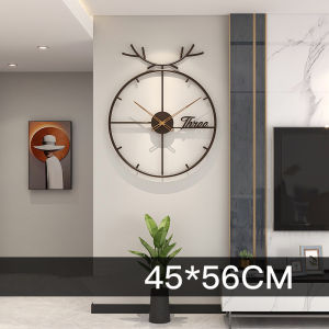 Jam Dinding Simple and Fashion Mute Minimalist Digital Clock Vintage Creative Deer Head Wall Clock Modern Home Living room Decorations 挂钟 壁钟