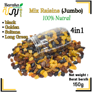 Kismis Campuran 4in1 | Mix Raisin 4in1 | Black Golden Long Green Sultana And Long Green | Dried Fruits 150g