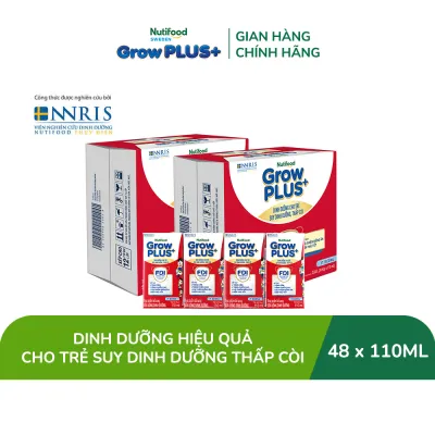 Combo 2 Thùng 24 hộp Sữa Nước Pha Sẵn Nutifood GrowPLUS+ Suy Dinh Dưỡng (Đỏ) - Hỗ Trợ Tăng Cân Tăng Chiều Cao Ít đường 110ml - Trên 1 tuổi (Bao bì tùy đợt nhập hàng)