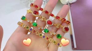 Đá Quý Màu Đỏ Và Xanh Lam Mới 24k Trang Sức Vòng Tay Thời Trang Sang Trọng Vàng Sa Thạch Việt Nam Trang Sức Vòng Tay Kim Cương Đá Quý Nữ