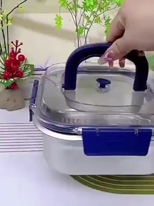 Set Hộp Lạnh Đựng Thực Phẩm Inox 304 Có Quai tay cầm Khay Đựng Đồ Tủ Lạnh Ngăn Mùi Có Nắp 1800ml Phukienprocare