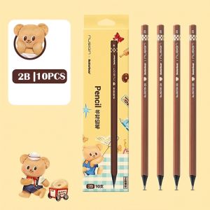 X MOM BABY 10pcs/Set หมีเนยหมี ดินสอเขียนเขียน ไส้ดินสอกราไฟท์ Hb/ 2B ไม้ดินสอไม้  เรียบเนียน ดินสอเขียนแบบ สำหรับนักเรียน