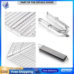 High-Quality Stainless Steel BBQ Grilling Basket for Outdoor Use Non-Stick Surface Rustproof and Easy to Clean for Camping