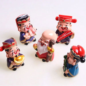 (full box ) Bộ 5 Tượng Thần Tài ngũ phúc trang trí có hộp-   Bộ tượng 5 ông thần tài lộc như ý - tượng trang trí nhà của xe hơi - lộc tài may mắn -