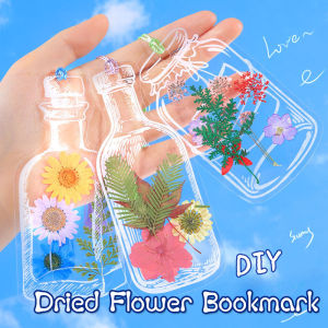 20Pcs Transparent Dried Flower Bookmarks DIY Herbarium Pressed Flower Page Bookmark Manual Stickers Flower Page Clip Decorative