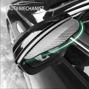 2Pcs Universal Car Parts PVC Rearview Mirror Protector Eyebrow Rain Cover Carbon Fiber Sticker
