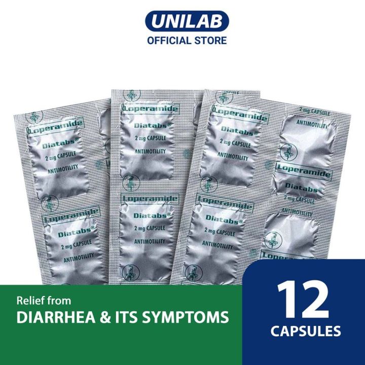 Unilab Diatabs 12s Loperamide Capsules 2 mg - Faster and Complete Relief from Diarrhea and its Accompanying Symptoms