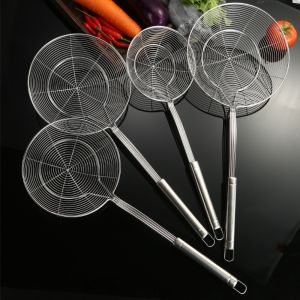 MMLUCK Stainless Steel Spider Mesh Strainer Wire Large leakage hole Ladle Skimmer Sieve Tool Anti-scald Leaky Spoon Kitchen