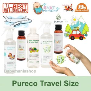PURECO TRAVEL SIZE Hand Surface Sanitizer 60ml Fruit Vegetable Wash Dish Bottle Soap Liquid Detergen BABYMANIASHOP