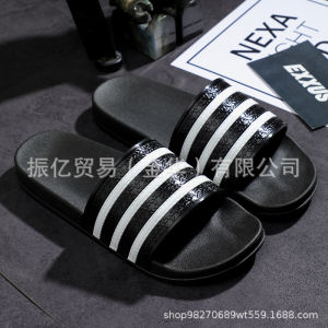 Free Shipping 2026 Three-Stripe MenS New Outdoor Large Size Indoor Home Bathroom Beach Non-Slip PVC Sandals