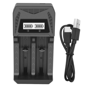 LCD Charging Double Slot Type C Input Wide Compatibility 18650 26650 Batteries Intelligent Heat Management