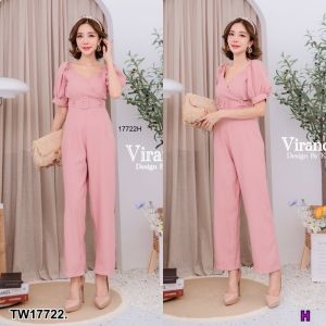 ชุดจั้มสูทแขนพองเว้าเอว พร้อมสายเข็มขัดรัดเอว - The Perfect Ladies (17722)