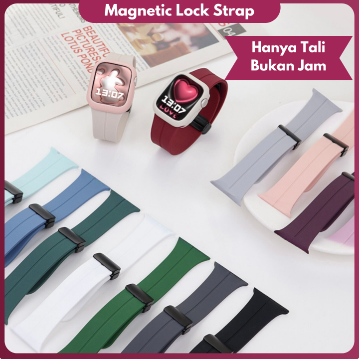 Magnetic lock strip plain Strap for AppIe watch ultra SE