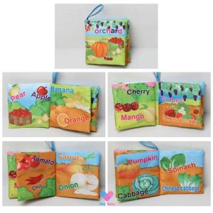 BU หนังสือผ้า (บีบมีเสียง) รูปสวยน่ารัก พร้อมคำศัพท์ภาษาอังกฤษ สำหรับเด็ก 3 เดือนขึ้นไป ล้างน้ำได้ ปลอดภัย ของเล่นเด็ก baby boy girl AS167